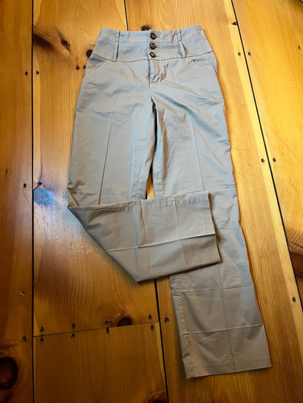 DAUGHTERS OF THE LIBERATION 6 Khaki Tan High-Waisted Trouser Pant 3-Button Down